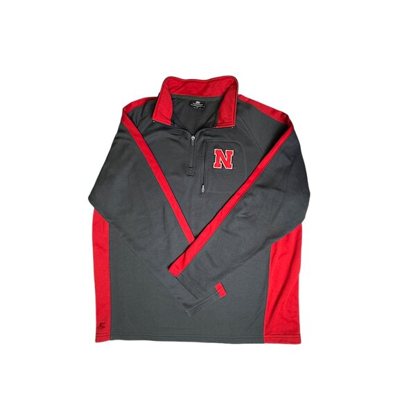 Nebraska Huskers Colosseum Gray Red Quarter Zip Pullover Men’s Large 🏈 - Picture 3 of 11